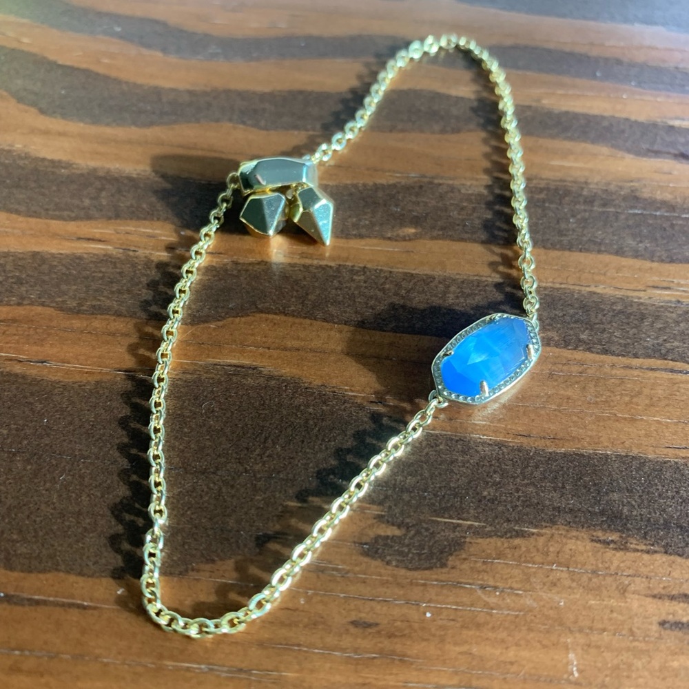 Kendra Scott Elaina Gold Adjustable Chain Bracelet in Light Blue Illusion